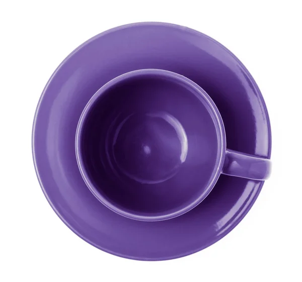 紫色空咖啡杯 白色背景隔离 — 图库照片