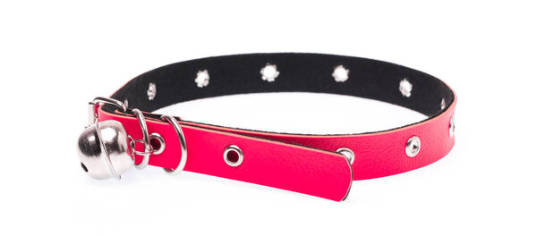 red leather dog collar isolated on white background