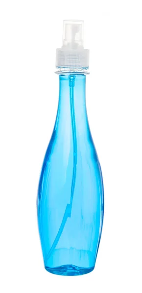 Bottiglia Plastica Blu Nebbioso Spray Isolato Sfondo Bianco — Foto Stock