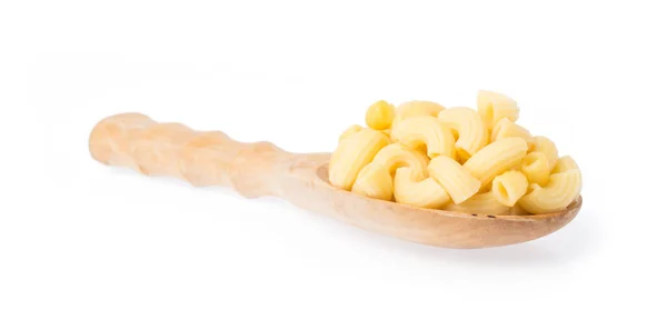 Pasta Spaghetti Een Lepel Geïsoleerd Witte Achtergrond — Stockfoto