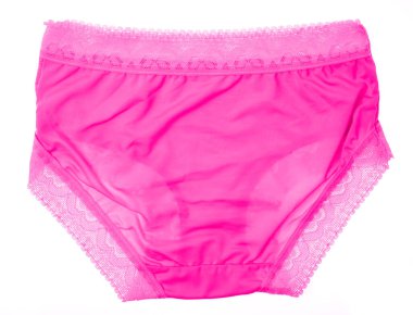 Beyaz arka planda pembe güzel kadın külotları. Seksi iç çamaşırı.