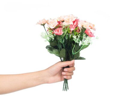 Beyaz arka planda izole edilmiş bir demet çiçek.