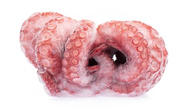 Genel ahtapot donmuş mürekkep balığı beyaz arkaplanda izole edilmiş.