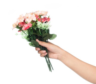 Beyaz arka planda izole edilmiş bir demet çiçek.