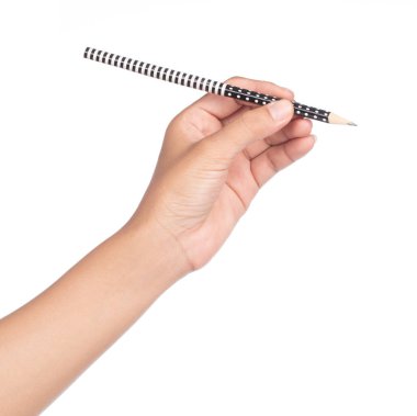 Beyaz arkaplanda izole edilmiş bir kalemle el yazısı.