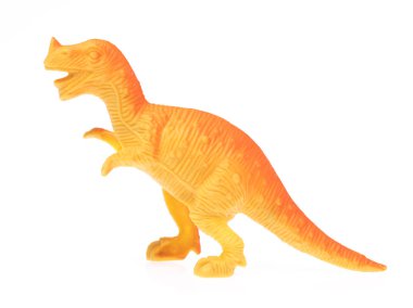 Tyrannosaur Rex made out of plastic. dinosaur toy isolated on white background