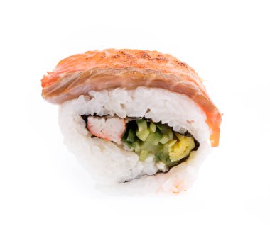 izole üzerinde beyaz arka plan geleneksel taze Japon suşi rulo