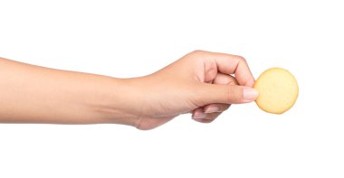 Beyaz arkaplanda el ele tutuşan kurabiye