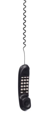 siyah telefon beyaz arkaplanda izole edildi