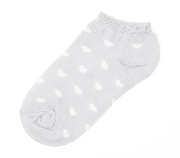 Grey Socks White Hearts Isolated White Background — Stock Photo, Image