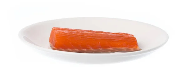 Frisches Roh Lachssteak Mit Rotem Fisch Auf Einem Auf Weißem — Stockfoto