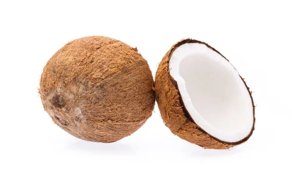 Copra Coco Orgánica Marrón Vieja Rota Pedazos Apilada Sobre Fondo — Foto de Stock