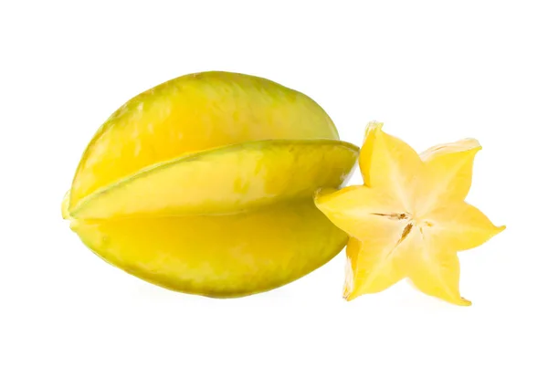 Rebanada Fruta Estrellada Carambola Aislada Sobre Fondo Blanco —  Fotos de Stock