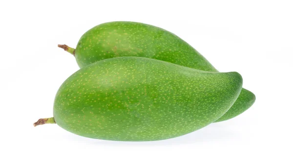 Zielone Mango Białym Tle Białym Tle — Zdjęcie stockowe