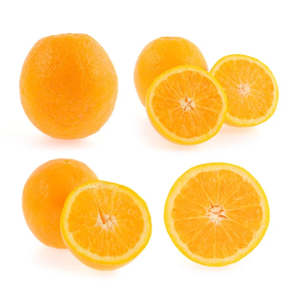 Συλλογή Φέτες Πορτοκαλιού Που Απομονώνονται Λευκό Φόντο — Φωτογραφία Αρχείου