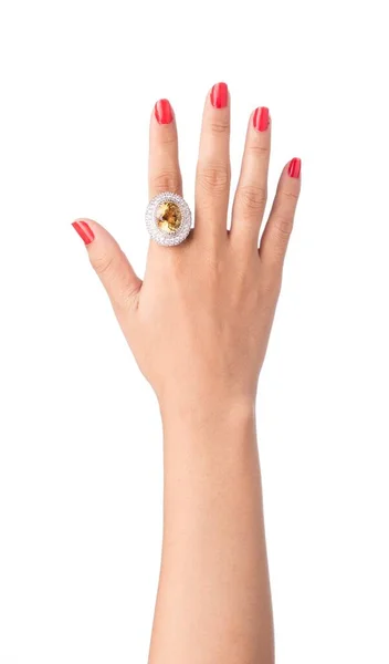 Ring Finger Isoliert Auf Weißem Hintergrund Zeigen — Stockfoto