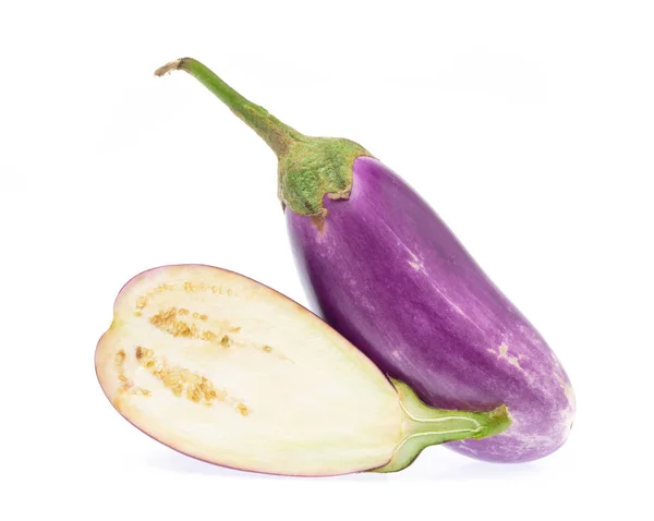 Cut Eggplant Isolated White Background — Stock Photo, Image