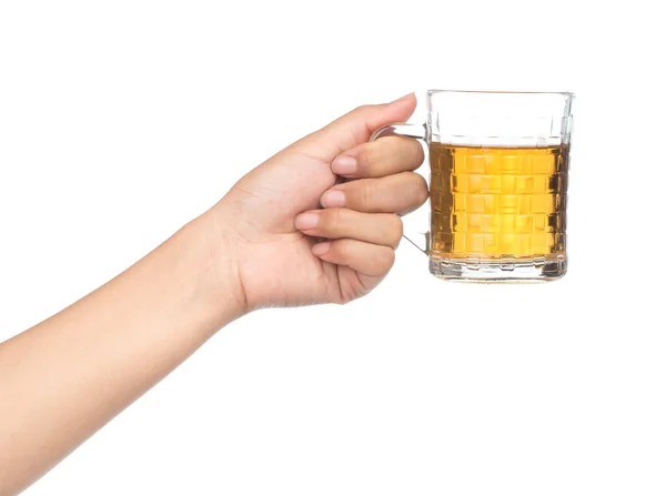 Hand Holding Glass Beer Isolated White Background — Stock Photo, Image