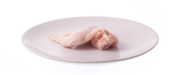 Raw Chicken Wings Meaton Plato Aislado Sobre Fondo Blanco —  Fotos de Stock