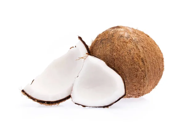 Copra Frutas Coco Orgânico Marrom Velho Quebrado Pedaços Empilhado Fundo — Fotografia de Stock