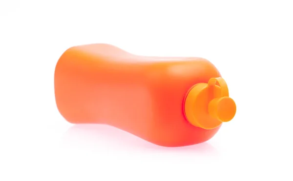 Orange Plastflaska Isolerad Vit Bakgrund — Stockfoto