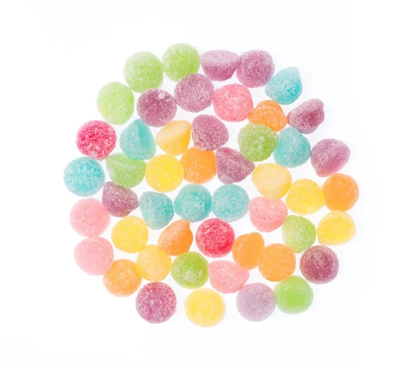 Kolorowe Cukierki Galaretki Słodkie Izolowane Białym Tle — Zdjęcie stockowe