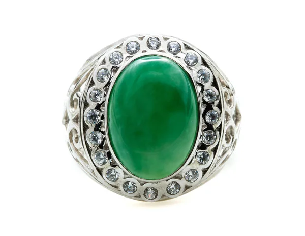 Zöld Smaragd Zenekar Gyűrű Fehér Háttér — Stock Fotó