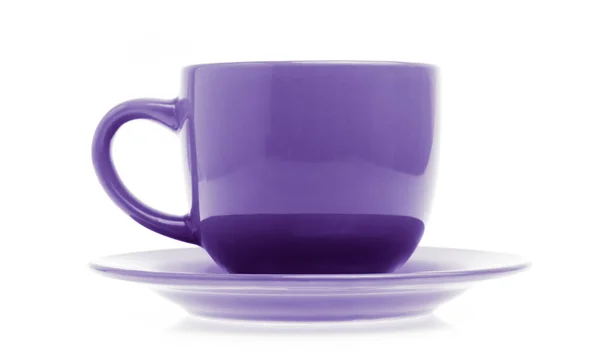 Tasse Café Vide Violet Isolé Sur Fond Blanc — Photo