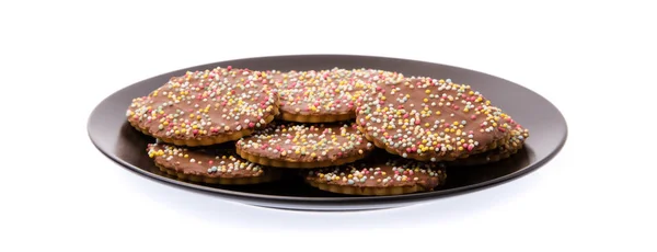 Choklad Cookies Strö Skålen Isolerad Vit Bakgrund — Stockfoto