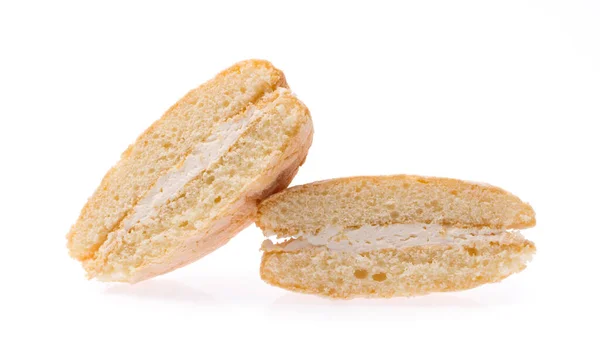 Biscoitos Creme Baunilha Isolados Fundo Branco — Fotografia de Stock