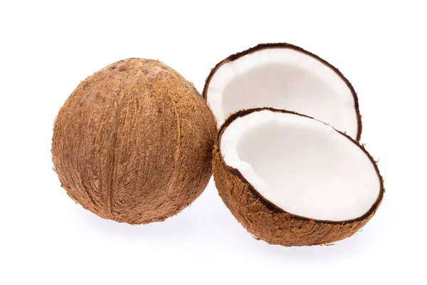 Staré Hnědé Organický Kokosový Kopra Ovoce Kousky Skládané Bílém Pozadí — Stock fotografie