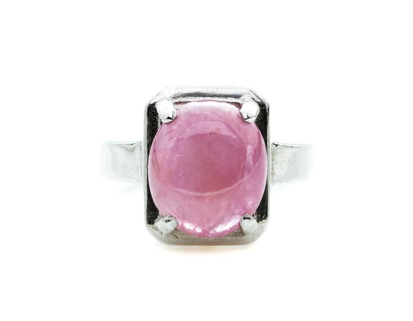 Roze Robijn Ring Witte Achtergrond — Stockfoto