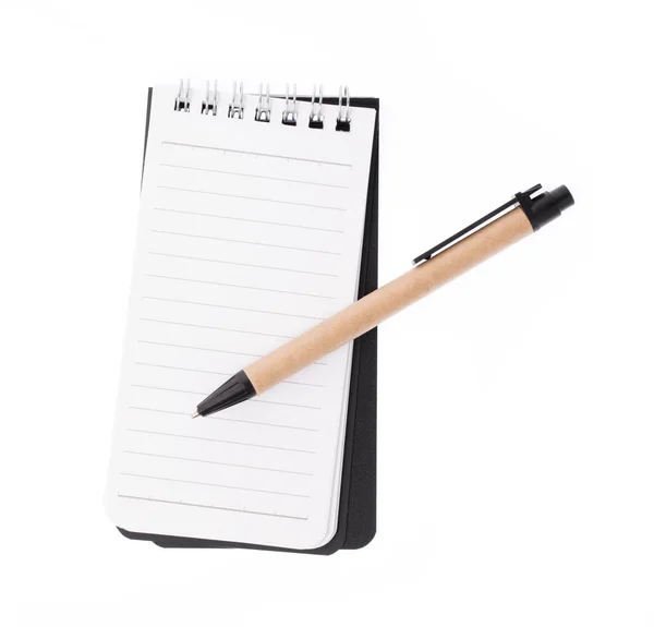 Notebook Con Penna Isolata Sfondo Bianco — Foto Stock