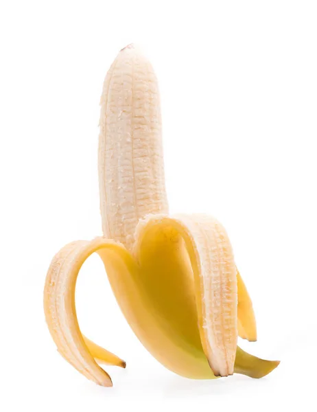 Plátano Pelado Aislado Sobre Fondo Blanco — Foto de Stock