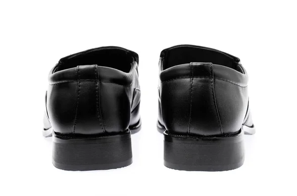 Zapato Cuero Negro Semi Formal Los Hombres Sobre Fondo Blanco — Foto de Stock