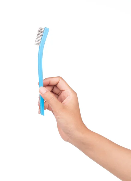 Hand Holding Washing Brushes Isolated White Background — Stock Photo, Image