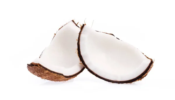 Alte Braune Bio Kokosnuss Kopra Stücke Gebrochen Und Auf Weißem — Stockfoto