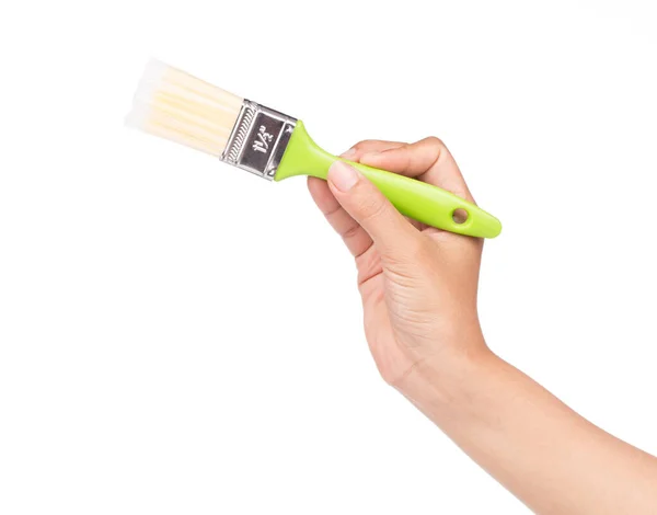 Hand Holding Paintbrush Isolated White Background — Stock Photo, Image
