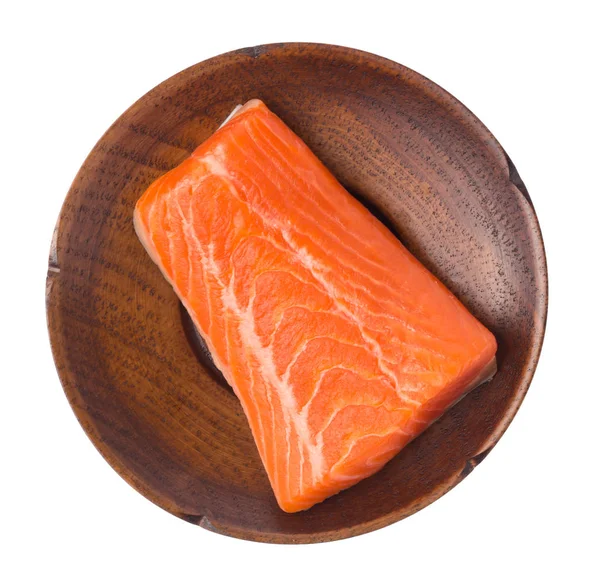 Frisches Roh Lachssteak Mit Rotem Fisch Auf Einem Auf Weißem — Stockfoto