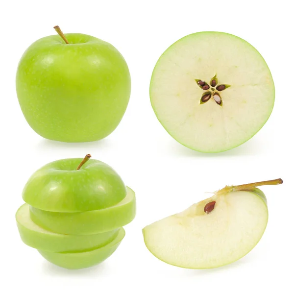 Green apple collection isolated on white background (set)