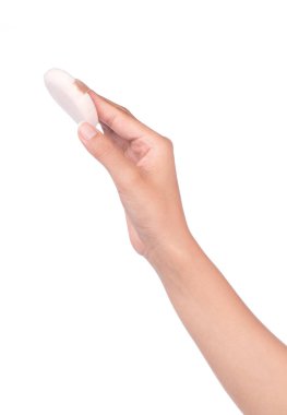 Beyaz arka planda yüz pudrası izolasyonu.. 