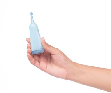 El ele tutuşan tutkal bluetüpleri Beyaz Arkaplanda izole