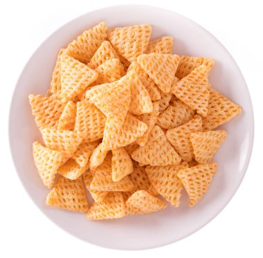 Beyaz arkaplanda izole edilmiş abur cubur tabağı