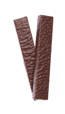 Beyaz arka planda izole çikolatalı waffle.