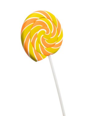 Beyaz arka plan üzerinde izole renkli sarmal lolipop