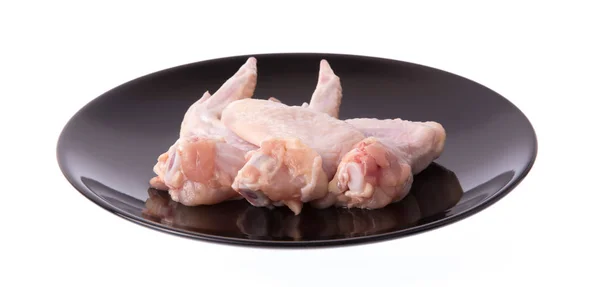 Raw Chicken Wings Meaton Plato Aislado Sobre Fondo Blanco — Foto de Stock