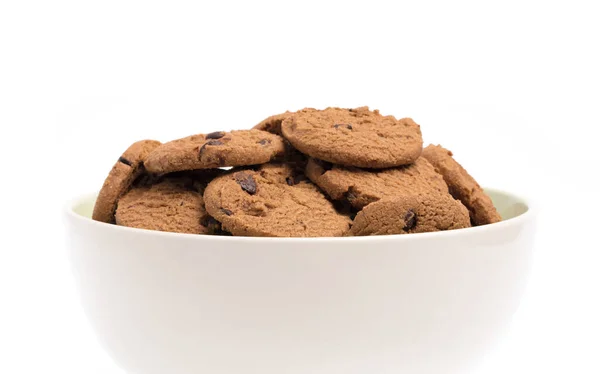 Bowl Chocolate Chip Cookie Isolated White Background — Stock Photo, Image