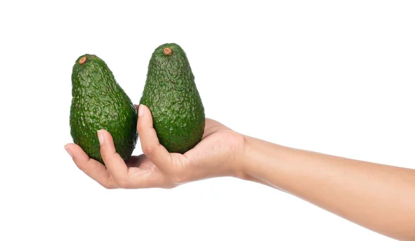 Kézfogás Avocado Elszigetelt Fehér Háttér — Stock Fotó