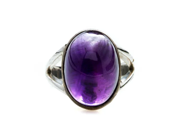 Beauty Amethyst Ring White Background — Stock Photo, Image