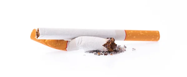 Bunda Cigarro Com Cinzas Isoladas Fundo Branco — Fotografia de Stock